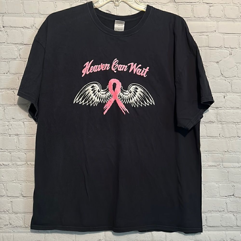 Heaven can wait breast cancer awareness T-shirt size 2 XL